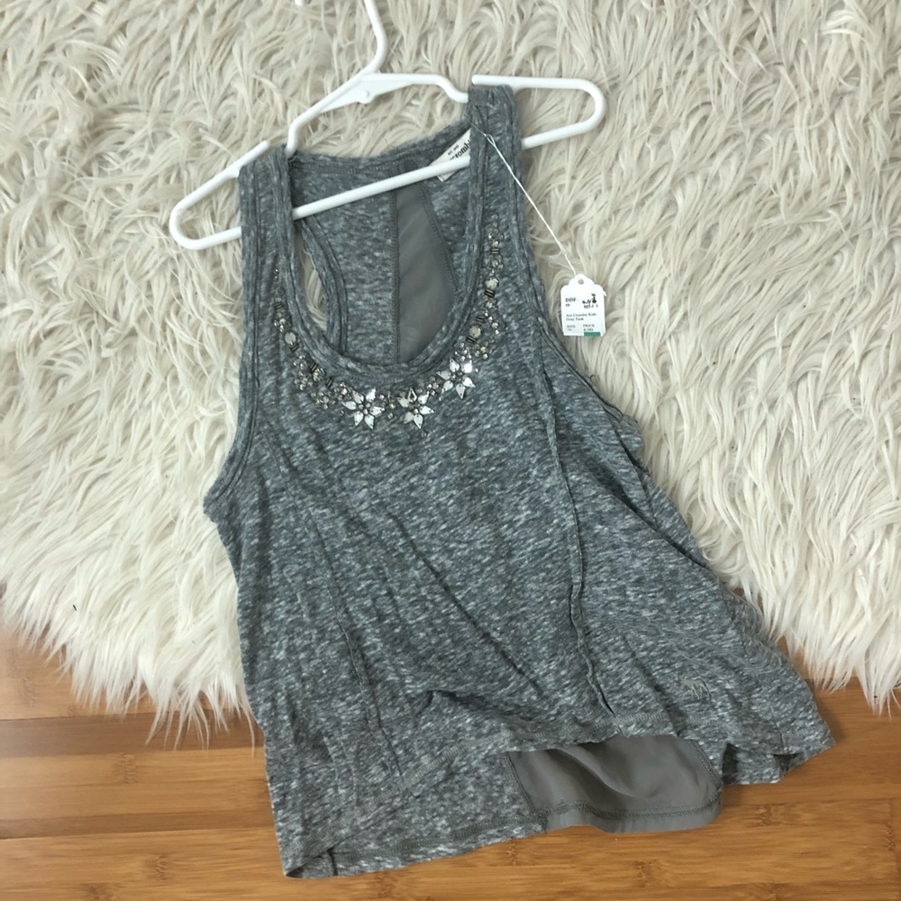 small abercrombie grey tank top with silver jewels